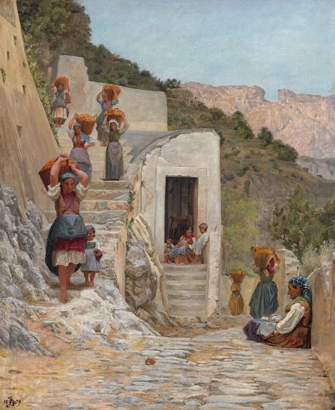 Kristian Zahrtmann - Raccolta delle arance, Amalfi, 1878
